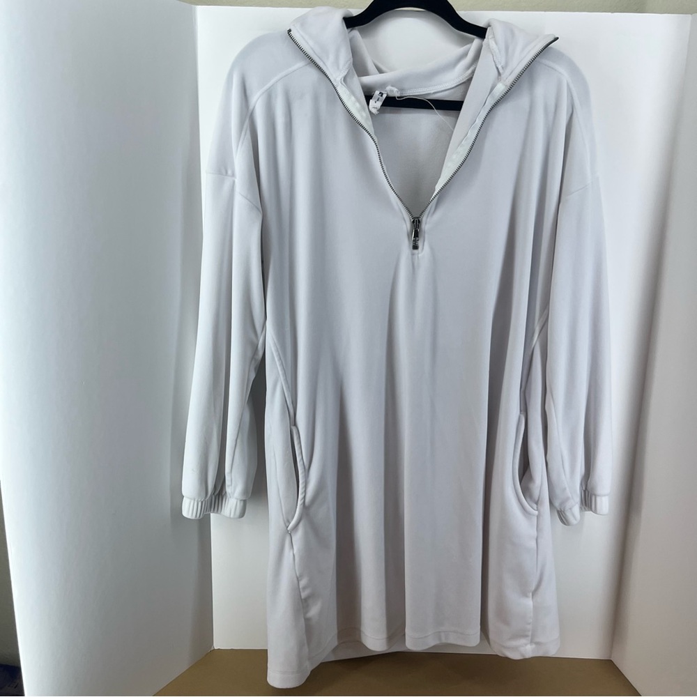 cable & gauge White Pullover w/ 1/4 Zipper, Women's Size Large, 2 Front Pockets